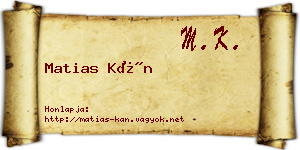 Matias Kán névjegykártya